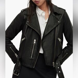 All Saints Black Leather Biker Jacket